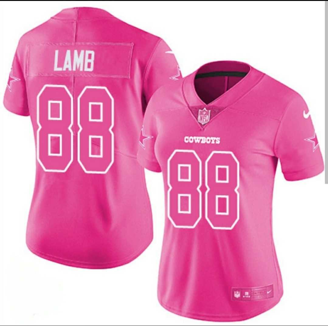 Women's Dallas Cowboys #88 CeeDee Lamb Pink Limited Stitched NFL Jersey Dzhi